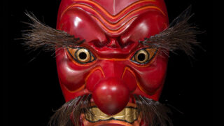 猿田彦/天狗 備中神楽面 聖祐作 猿田彦天狗 お面 飾面 能面 五穀豊穣 疾病災厄 室内